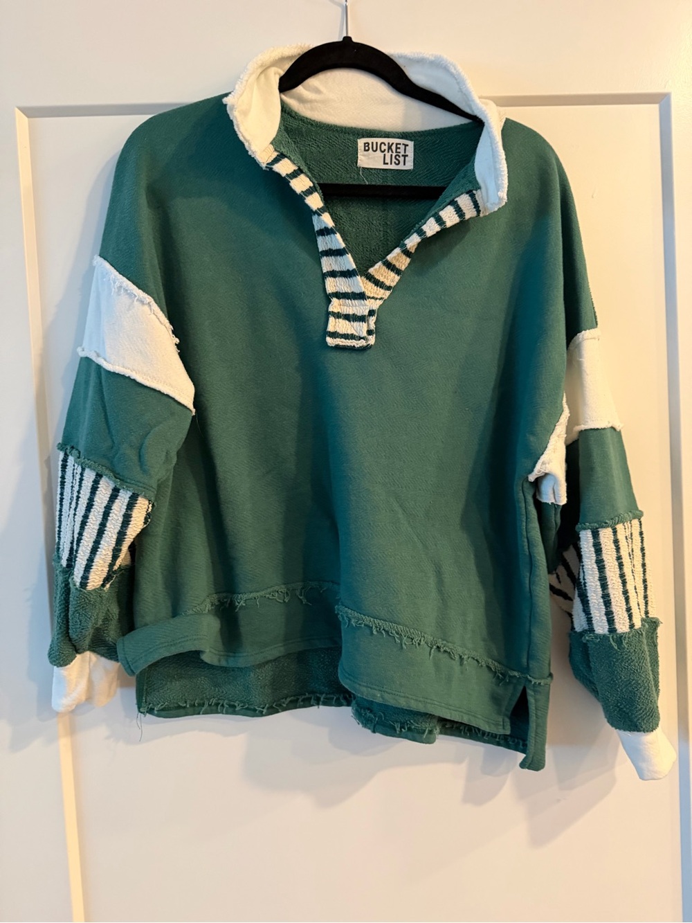 BUCKETLIST Teal Green Terry Pullover with Black Trim